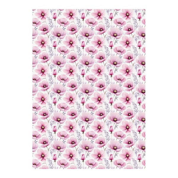 Patterned cardstock A4, 5 sheets: Poppies, pink
