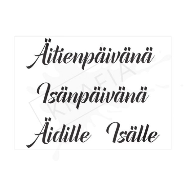 Text stamp set, FIN: Äiti / Isä
